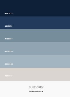 the color scheme for blue grey is shown in three different shades, each with their own name