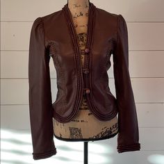 Vintage One Of A Kind 100% Real Leather Perfect Condition. Never Worn Color Is A Beautiful Wine/Brown That Is Very Neutral. Elegant Brown Leather Jacket For Spring, Elegant Fitted Leather Jacket For Spring, Elegant Fitted Brown Leather Jacket, Leather Jackets, Real Leather, Leather Jacket, Jackets & Coats, Jackets For Women, Wine