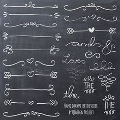 hand drawn lettering on a blackboard with white chalk in the shape of hearts and arrows