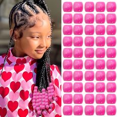 PRICES MAY VARY. Value Pack:One pack contains 50pcs hot pink braids beads.These beads are perfect for hair dreadlock decoration,enough quantity allows you to have more stylish hairstyle. Material:These loc beads are made of acrylic plastic,which makes our product has glossy surface,firm and not easily broken.Can be applied for a long time on different hairs. Wide Application:Braids beads are suitable for girls hair,match to many different outfit and occassion,such as daily life,school,party,holi Kids Braided Ponytail With Beads, Dreadlock Decoration, Braids For Black Kids, Beads For Braids, Beads For Hair, Loc Beads, Pink Braids, Braid Styles For Girls, Braids Beads