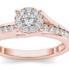 10k Rose Gold 1/2ct TDW Diamond Cluster Ring (H-I, I2) #AD Rose Gold