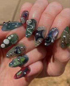 Goth Fairy Nails, Maximalism Nails, How To Have Style, 3d Nail Designs, Pretty Nail Designs