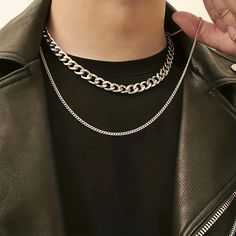 Faster shipping. Better service Guy Jewelry, Chain Outfit, Mens Silver Chain Necklace, Boys Necklace, Creative Necklace, Boys Jewelry, Layered Chain Necklace, Style Hip Hop, Mens Jewelry Necklace