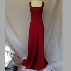 Moulin Rouge -Esque Satin Gown. New With Tags! Measurements Bust: 16" Waist: 15" Length: 62" Fitted A-line Gown With Ruched Bodice, Satin Maxi Dress With Lined Fitted Bodice, Burgundy Sleeveless Dress With Fitted Bodice, Fitted Burgundy Ball Gown Evening Dress, Red Ball Gown Evening Dress, Red Full-length Dress With Sweep Train, Fitted A-line Maxi Dress With Sweep Train, Red Fitted Ball Gown Evening Dress, Fitted Full-length Bridesmaid Evening Dress