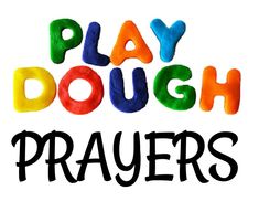 the words play dough are painted in black and white with colorful letters that read, players