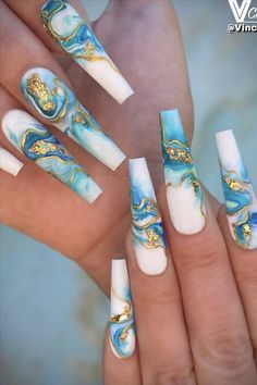 Dope Blue Nails, Nail Therapy, Ombre Acrylic, Kutek Disney, Classy Nail, Fancy Hands, February Nails, Blue Acrylic Nails