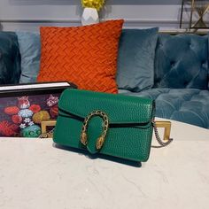 Gucci Dionysus Super Mini Bag Emerald Green Metal-Free Tanned For Women 6.5in/16.5cm Gucci 476432 CAOGX 3120 Gucci Woc, Dionysus Super Mini Bag, Gucci Dionysus Super Mini, God Dionysus, Winter Green, Louis Vuitton Shirt, Green Metal, Greek God, Tiger Head