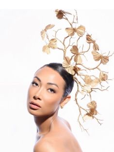 "Derby- Ladies lunch- Easter bonnet- Gold headpiece  Hello,           All gold headband with gold branches and gold butterflies. This fascinator is made with gold butterflies that are 3\" wide. They are perched on gold branches that are plastic that are painted and will not break as natural ones would. Can ADD RHINESTONES (clear or gold) at an additional price. It is attached to a satin covered skinny headband and is adjustable. It's very comfortable and will fit any size head. ----------------- Gold Headpiece For Kentucky Derby, Gold Fascinator For Spring Evening, Gold Headpieces For Kentucky Derby, Gold Headpieces For Royal Ascot Formal Occasion, Gold Headpiece For Evening At Royal Ascot, Gold Fascinator For Spring Races, Spring Gold Fascinator For Races, Gold Fascinator For Royal Ascot Races, Spring Races Gold Fascinator