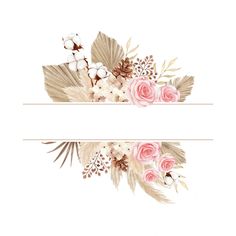 two horizontal banners with flowers and leaves on them, one is white and the other has pink