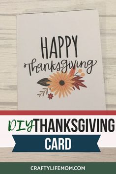 a thanksgiving card with the words happy thanksgiving on it and an image of a sunflower