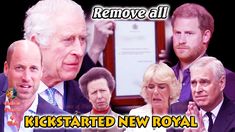 the royal family are all looking at something in front of their heads with words above them that read remove all kickstard new royal