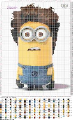 a minion with glasses on it's face is shown in the cross stitch pattern