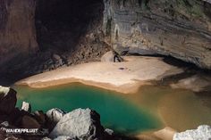 there is a small lake in the middle of this cave