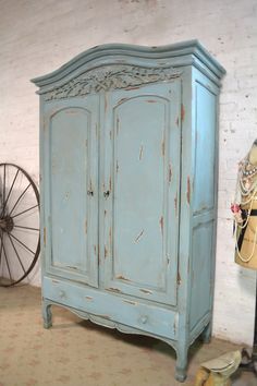 French Armoire Painted Cottage Chic Shabby by paintedcottages Blue Armoire, Armoire Painted, Commode Shabby Chic, Chic Chalet, Shabby Chic Wardrobe, Shabby Chic Decorating, Armoire Makeover, Chic Dresser, Armoire Wardrobe