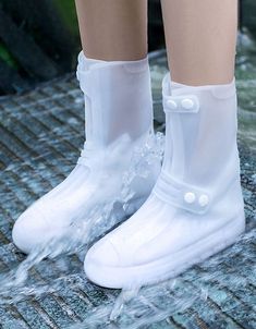 DESCRIPTION 
 Item: Rainboots | Shoe Cover 
 
 Gender: Unisex 
 Waterproof and wear-resistant 
 
 Closure Type: Buckle 
 
 Size: S(35-45), M(36-37), L(38-39), XL(40-41), 2XL(42-43), 3XL(44-45) 
 
 Color: White, Blue 
 NOTE: Order more the 2 pairs with a single order. Sailing Gear, Vintage Style Shoes, Designer Suits For Men, Rain Shoes, Waterproof Shoes, Shoe Covers, Shoe Gifts, Green Shoes, Diy Shoes