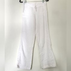 Preowned Used Good Condition Wide Leg Beach, Summer, Spring, Lounge Pants White Linen Lounging Bottoms, White Lounge Trousers, White Trousers, Beach Summer, Lounge Pants, Size Tag, Pant Jumpsuit, Wide Leg, Pants For Women