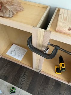 a workbench with tools on top of it