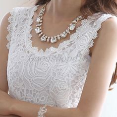 Size S-3Xl Ladies Lace Tank Top Sleeveless T-Shirt Vest Camisole Blouse Tee Tops Women Lace Blouse, Lace Vest, Lace Sleeveless Top, Casual Tops For Women, Sleeveless Tshirt, Lace Tank Top, Lace Shirt, Lace Tank, Casual Blouse