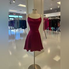 Sherri Hill 52156 Wine Size 8 Perfect Condition! Fitted Burgundy Silk Dress, Fitted Satin Semi-formal Dress, Fitted Satin Dress For Semi-formal Occasions, Sherri Hill Dresses, Sherri Hill, Mini Dress, Wine, Womens Dresses, Red