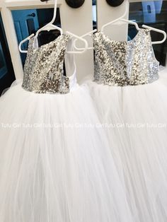 White Sleeveless Princess Dress With Tulle Skirt, Princess Style Sleeveless Tulle Tutu Dress, Sleeveless Tutu Dress With Glitter Tulle Skirt, White Sleeveless Tutu Dress For Dress-up, Silver Flower Girl Dress, Purple Flower Girls, Flower Girl Dress Tulle, Purple Flower Girl Dress, Silver Dresses