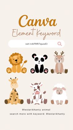 Animal, clipart, sitting, cute, zoo, safari, animals, wild, hand drawn, canva Canva Pro Elements, Plant Art Print, Diy Bebe, Book Labels