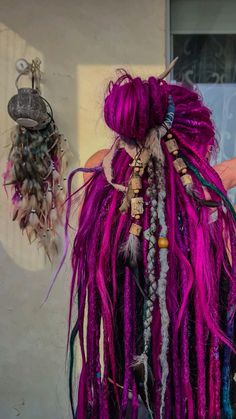 CHECK OUT ONLINE STORE DREADLUVV🩵 Mermaid Dreadlocks, Yarn Hair Extensions, Purple Dreadlocks, Colorful Dreads, Dread Journey, Dreadlocks Diy, Red Dreadlocks, Mother Nature Costume, Colored Dreads