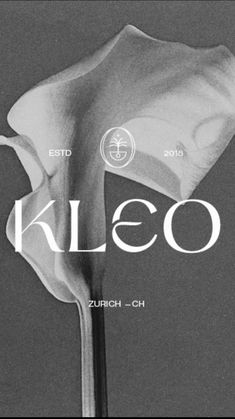 a black and white photo of a flower with the word kleo on it