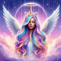 #angel #goddess #unicorn #princess #wings #pastel #digital #art #avatars #icons #fantasy #dream #clouds #sky Unicorn Wallpaper Cute, Epoxy Stickers, Tela Iphone, Futurism Art, Groot Marvel, Mushroom Wallpaper, Black Woman Artwork, Art For Beginners