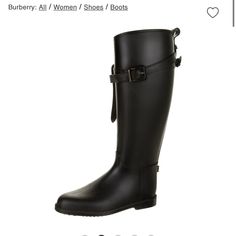 Burberry Rubber Knee High Rain Boots Color Black Round Toes Designer Fit: Boots By Blueberry Typically Run A Half Size Smaller High Rain Boots, Burberry Black, Burberry Shoes, Winter Rain, Rubber Rain Boots, Rain Boots, Knee High, Black Color, Burberry