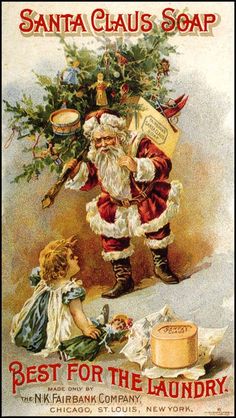 an old fashioned santa claus soap advertisement