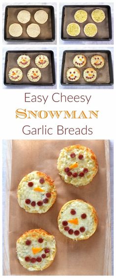 easy cheesy snowman garlic breads are the perfect appetizer for christmas