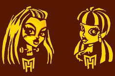 two cartoon girls with long hair and big eyes, one in black and the other in yellow