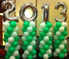 balloons are arranged in the shape of numbers for new year's eve party decorations