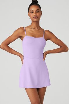 Alosoft Courtside Tennis Dress - White | Alo Yoga Fitted Slip Dress With Built-in Bra And Straight Neckline, Solid Color Camisole Mini Dress With Adjustable Straps, Fitted Mini Dress With Delicate Strappy Back, Fitted Solid Mini Dress With Built-in Bra, Fitted Mini Dress With Adjustable Straps And Strappy Back, Stretch Camisole Mini Dress With Adjustable Straps, Fitted Mini Dress With Delicate Straps And Sweetheart Neckline, Fitted Mini Dress With Sweetheart Neckline And Delicate Straps, Fitted Mini Slip Dress With Delicate Straps