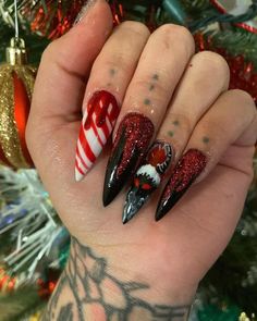 Creepmas Nails, Creepy Christmas Nails, Krampus Nails, Spooky Christmas Nails, Crazy Christmas Nails, Edgy Christmas Nails, Creepy Nail Art