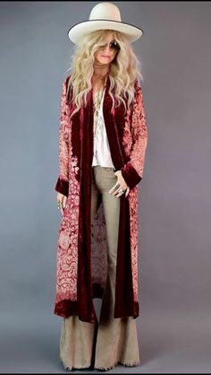 Kimono Outfit, Mode Kimono, Velvet Kimono, Velvet Burnout, Estilo Hippie, Dusters, Velvet Fashion