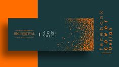 an orange and black poster with the words big festival sale on it's side