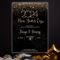 a black and gold new year's eve party