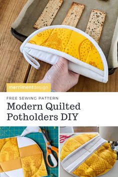 the free sewing pattern for modern quilted potholders diy is easy to make