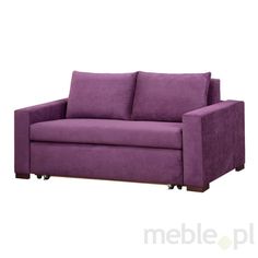 a purple couch sitting on top of a white floor