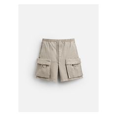 Relaxed fit shorts. Adjustable elastic waistband with drawstring. Side pockets and back patch pockets. Flap patch pockets at legs. Washed effect. Khaki Bottoms With Built-in Shorts And Relaxed Fit, Summer Knee-length Cargo Shorts With Hip Pockets, Utility Bermuda Bottoms With Built-in Shorts, Utility Bermuda Shorts With Built-in Shorts, Utility Bermuda Shorts With Pockets For Spring, Casual Relaxed Fit Cargo Pants With Built-in Shorts, Spring High-waisted Bermuda Shorts With Cargo Pockets, Utility High-waisted Shorts With Patch Pockets, Utility Bottoms With Built-in Shorts For Summer