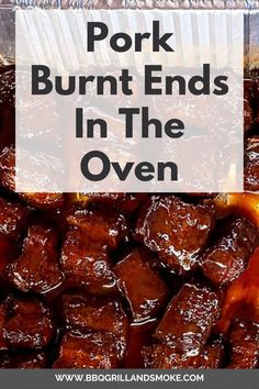 pork burnt ends in the oven with text overlay