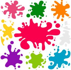 colorful paint splattered on white background