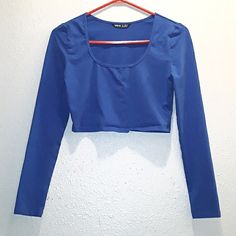 Shein. Size Medium. Long-Sleeve Crop Top. Bright Blue. Scoop Neckline. Form Fitting Material. Never Worn (Style Is Cropped Quite Short, Falls About 2 Inches Below Bust). Fitted Blue Long Sleeve Top For Spring, Blue Fitted Long Sleeve Top, Blue Cotton Crop Top For Fall, Fitted Long Sleeve Blue Top, Blue Stretch Cotton Long Sleeve Top, Blue Cotton Stretch Long Sleeve Top, Trendy Fitted Blue Crop Top, Blue Stretch Crew Neck Long Sleeve Top, Trendy Blue Long Sleeve Top For Fall