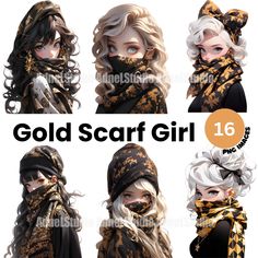 Women Clipart, Gold Scarf, Girls 16, Winter Mode, Girl Clipart, Better Half, Scarf Women, Perfect Image, Girl Stickers