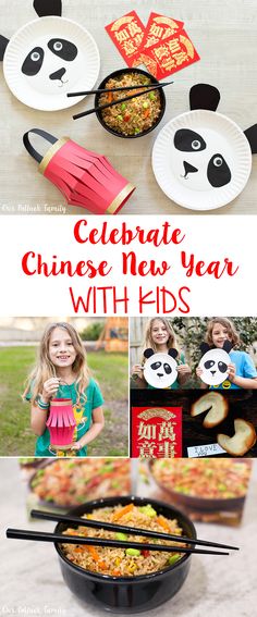 a collage of photos with panda faces and chinese new year's eve food