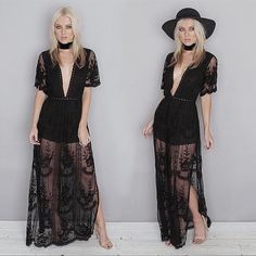 Eleter Black Lace V Neck Maxi Dress Lined Just To Above Knee Large Length 58 Chest 19 Waist 32 Nwot Romper Lining Inventory: Dress. Burgundy Maxi Dress, Honey Punch, Lace Maxi, Open Road, Neck Lace, Lace Maxi Dress, Sheer Lace, Black Maxi Dress, Colorful Fashion