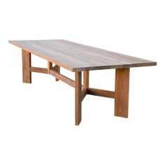 a wooden table sitting on top of a white background