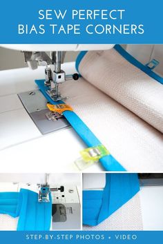 the sewing machine has been sewn and is being used to make an easy diy project