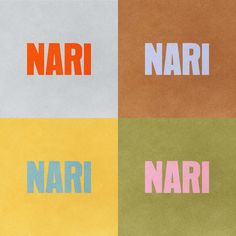 four different colored squares with the word nari in them